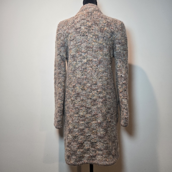 GDT TOO Cardigan Mohair Wool Blend 90s Sweater Open Front Long Vintage - Picture 2 of 8